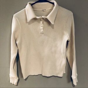Donni Thermal Cream Pullover Pearl Buttons